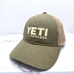 Yeti | embroidered logo olive green adjustable trucker hat | Unisex